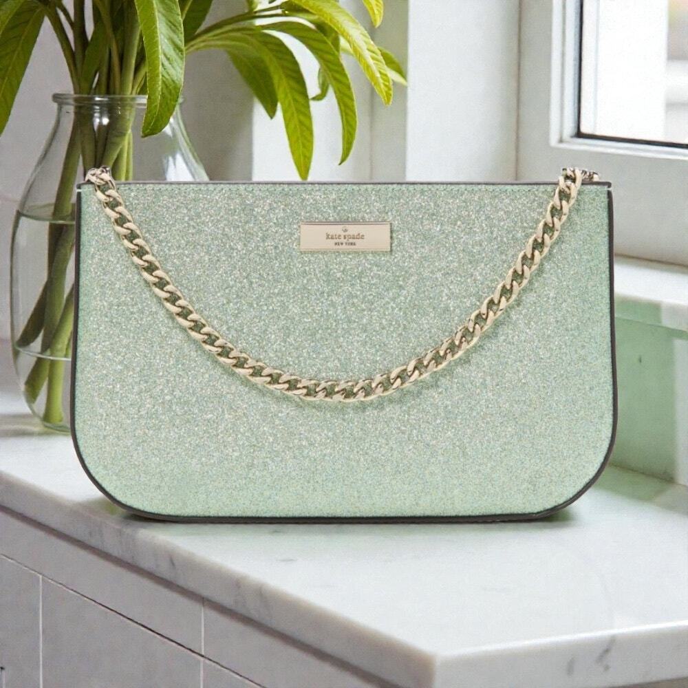 Kate Spade Kenzie Glitter Lilly Pochette in Seawater Green KK326